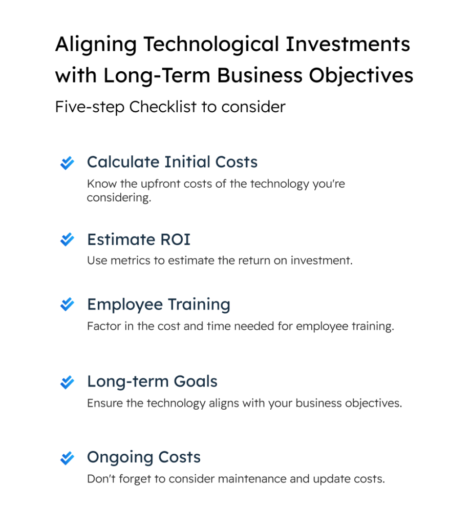 Aligning Technological Investments  with Long-Term Business Objectives - checklist